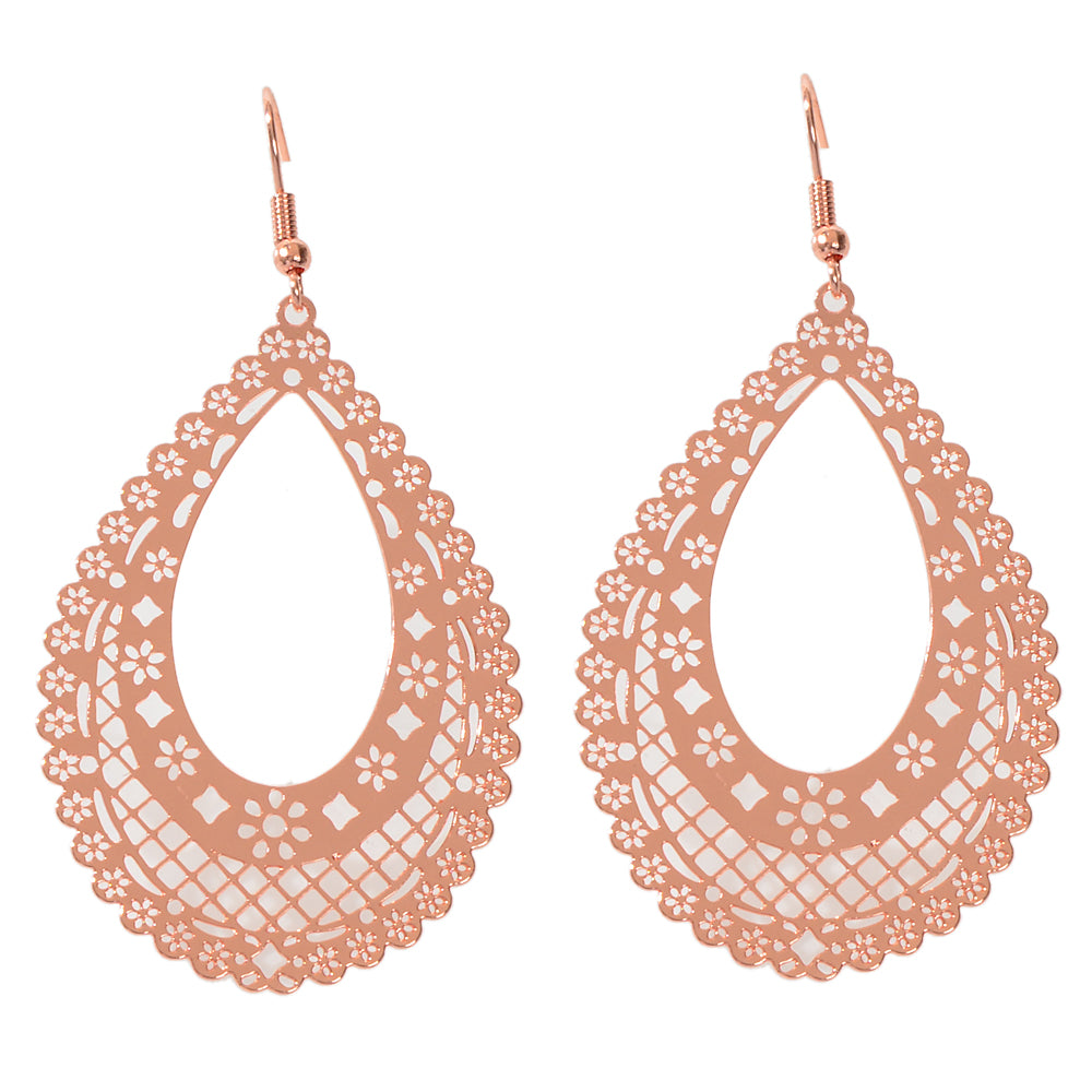 Feelontop Ethnic Hollow Geometric Flower Bohemian Water Drop Beautiful Earrings-4
