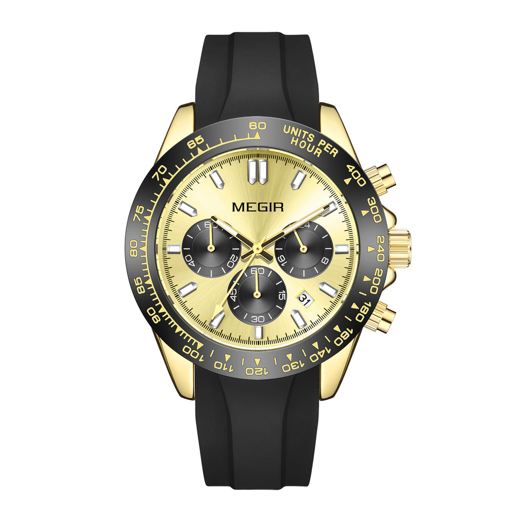 MEGIR Sports Mens Watches Top Brand Men Luxury Military Quartz Watch Silicone Luminous Chronograph Man Clock Wrist Watch 8104-5