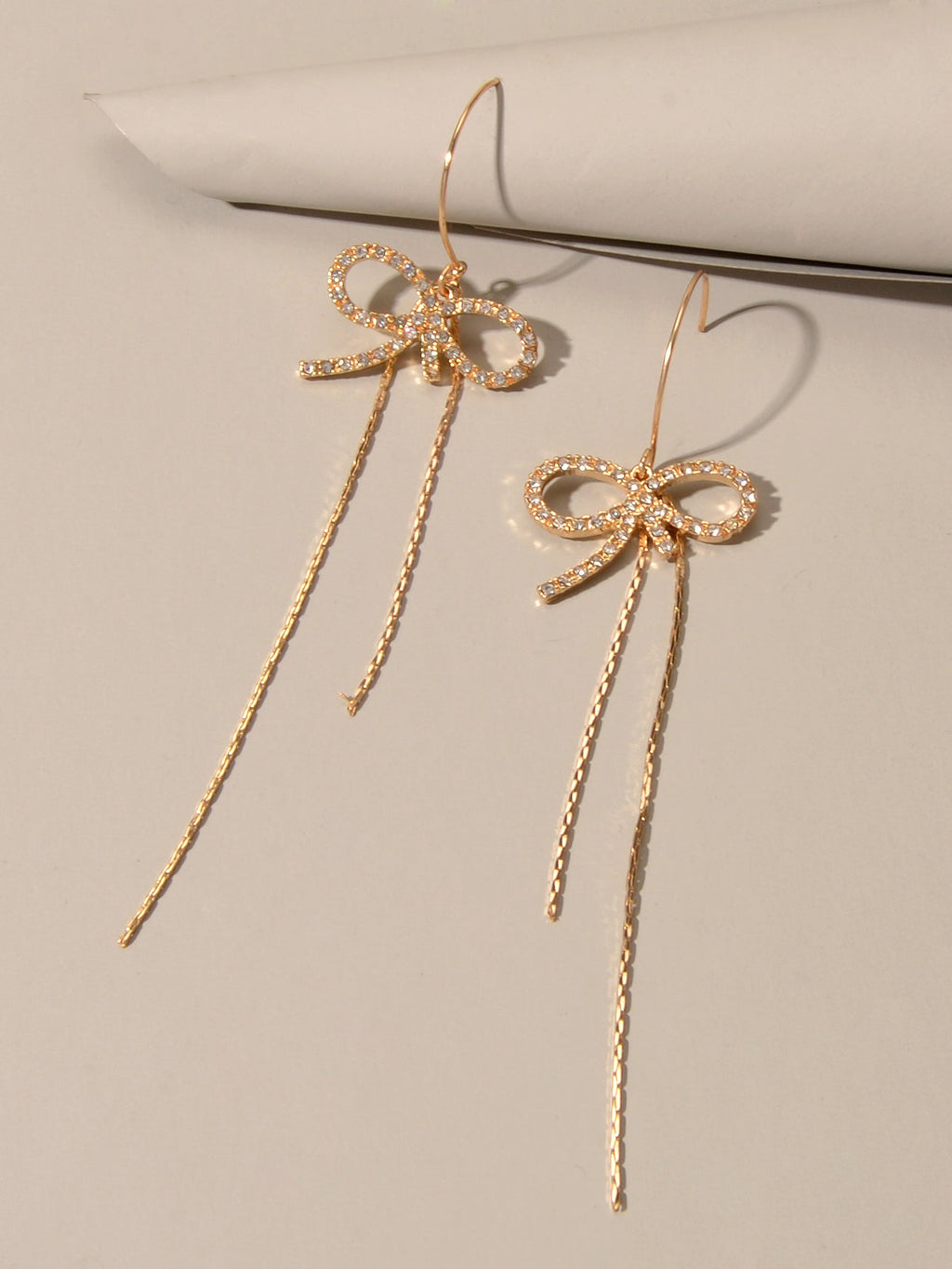 Trendy Female Jewellery Rhinestone Long Chain Bowknot Pendant Earrings for Women-2